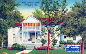 Will Rogers Birthplace Oolagah Oklahoma Postcard Okla to Ind 1952 Posted - Picture 1 of 2