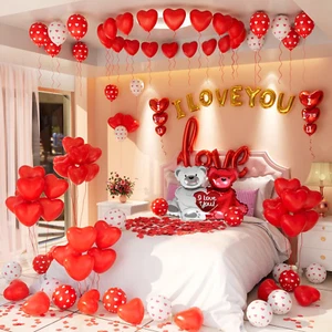 Valentines Day Balloons Decorations I Love You Balloons and Heart Balloons Kit w - Picture 1 of 7