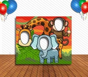 Giraffe Monkey and Elephant Face Cutout, Hole in Face, Party Selfie Photo Prop - Picture 1 of 6