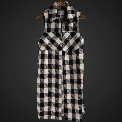 BCBGeneration Black White Red Longline Vest Small Sleeveless Jacket - Image 1 of 4