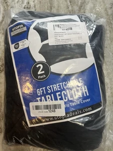 Utopia Kitchen Spandex Tablecloth 2-Pack, 6ft Black - Picture 1 of 2