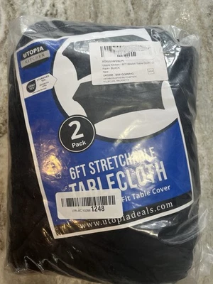 Utopia Kitchen Spandex Tablecloth 2-Pack, 6ft Black - Image 1 of 2