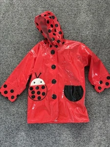 Kidorable Girls Red & Black Rain Coat Jacket Ladybug Polka Dot Hooded Size 6/6X - Picture 1 of 3