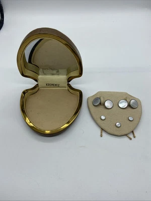 Gemelos KREMENTZ vintage de madreperla chapados en oro de doble cara Foto 1 de 4