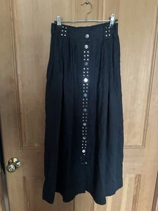 Ganni Women’s Studded Linen Poplin Midi Skirt Western Chore Snap Country XS - Picture 1 of 4