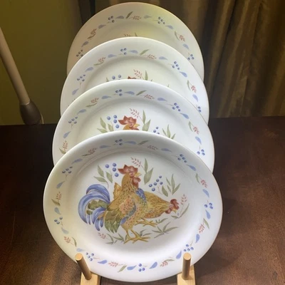 Набор из 4 Corelle Country Morning с петухами Б/у, но Идеальный Редкий Узор - Изображение 1 из 4