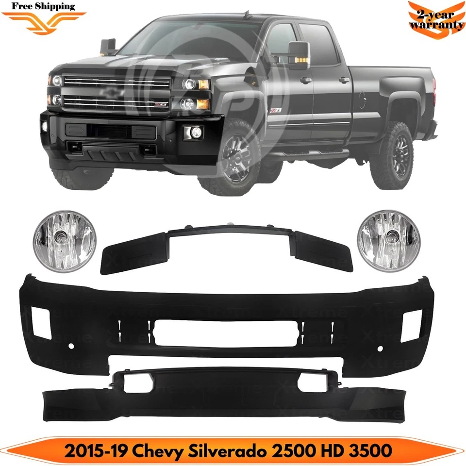Front Bumper Paintable & Trim Kit For 2015-19 Chevrolet Silverado 2500 HD 3500 Foto 1 de 4