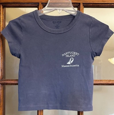 Camiseta corta Brandy Melville John Galt Azul Nantucket Island MA Bebé S/M OS Foto 1 de 2