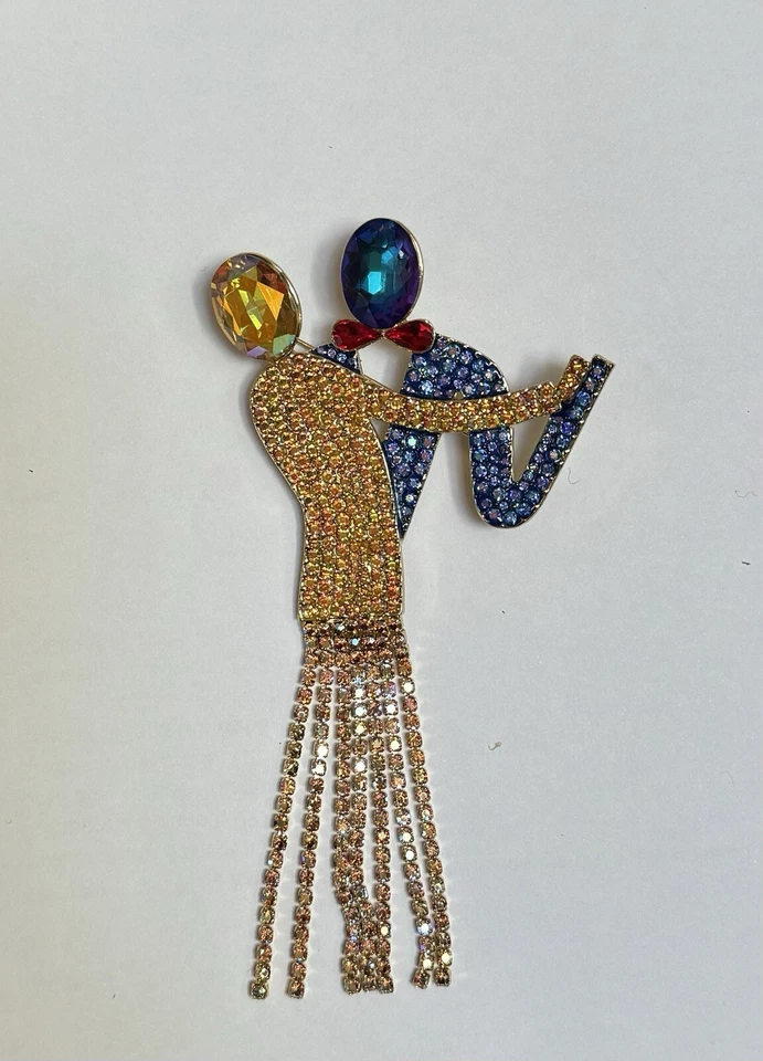 ButlerWilson Gold Blue Crystal Dancing Couple Brooch NEW 50th anniversary LTD - Image 1 of 1
