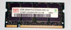 2 GB DDR2-RAM 200-pin SO-DIMM 2Rx8 PC2-5300S 'Hynix HYMP125S64CP8-Y5 AB' - Photo 1/2