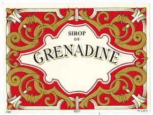 chromo ancien doré - Etiquette Sirop de Grenadine - Réf/295h - Foto 1 di 1