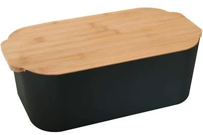 Brot Aufbewahrungsbox mit Bambusdeckel schwarz 33x18,5cm Aufbewahrung Box Kasten - Bild 1 von 4