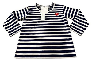 NEW Comme De Garcons PLAY Kids Long Sleeve Striped T-Shirt Blue/White Size 6 - Picture 1 of 3