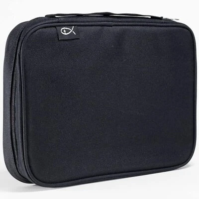 DIVINITY BOUTIQUE Extra Large Black Canvas Bible Case Organizing Pockets Stylish And Durable