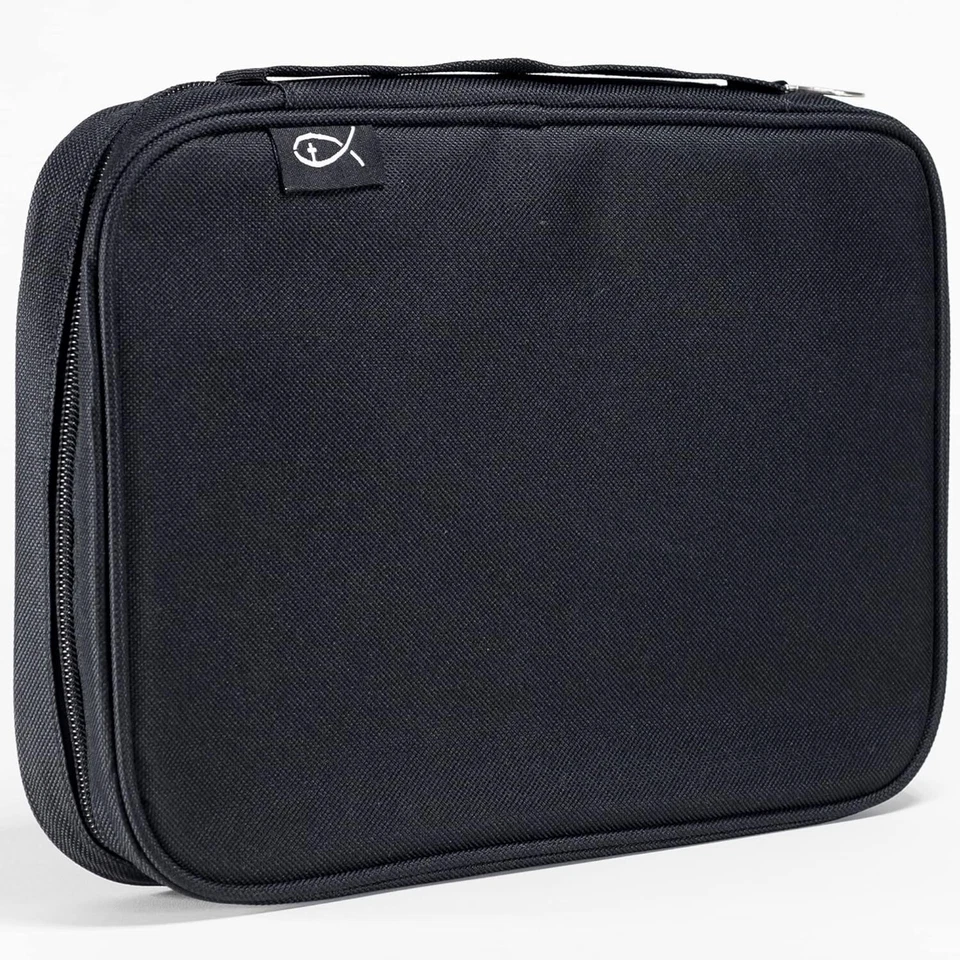 DIVINITY BOUTIQUE Extra Large Black Canvas Bible Case Organizing Pockets Stylish And Durable