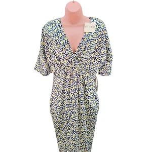 Girl in Mind Wrap Midi Dress, Half Sleeve, Size UK 10 Petite, Black/White/Gold - Picture 1 of 21