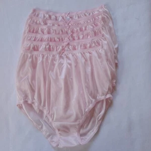6pcs Pink Big Underwear Granny panties Soft Silky Nylon Woman High Waist 40"-45" - Picture 1 of 15