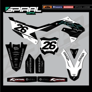 Custom MX Graphics Kit Kawasaki KXF 250 450 Qualify White Kit 2022 ALL YEARS - Picture 1 of 5