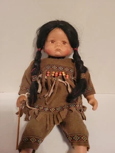 The Broadway Collection Porcelain Native American Doll, long black Hair - Picture 1 of 7