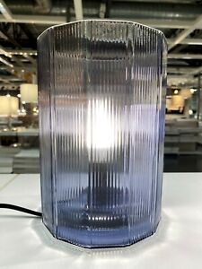 Ikea MIKROKLIN Table Lamp Textured Glass Blue 9" - NEW