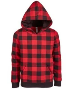 Ideology Unisex Fleece Little Kids Buffalo Checkered Hoodie Red Size 6-7,$40 NWT - Picture 1 of 5