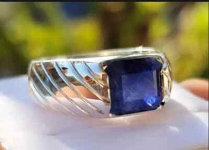 Natural Ruby Rings Engagement Rings Blue Sapphire Sterling Silver 925 Rings - Picture 1 of 6