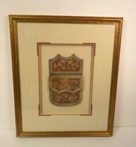 19th C. Chinese Silk Wedding Coin Purse, Custom Framed, Forbidden Stitch - Picture 1 of 7