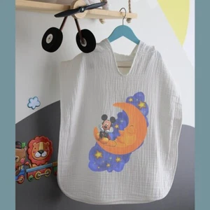 MUSLIN HOODED PONCHO BEACH TOWEL 1-3Y LIGHTWEIGHT ULTRA SOFT %100 COTTON 4-Layer - Picture 1 of 6