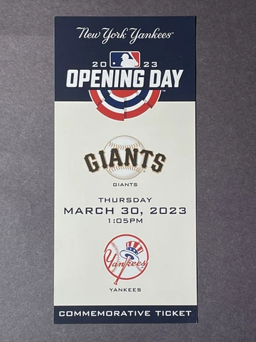 NY YANKEES OPENING DAY COMMEMORATIVE TICKET SGA 2023 SAN FRANCISCO GIANTS VOLPE Cover