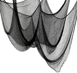 5 piezas de tela espeluznante de Halloween negra 30 x 72 pulgadas - Liquidación de decoraciones de Halloween - - Imagen 1 de 12