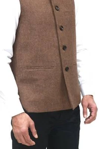 Handcrafted Nehru Jacket: Luxurious Tweed Wool Nehru Style Jacket for Men - Picture 1 of 6