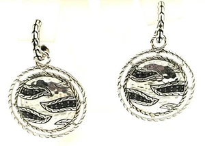 Pendientes colgantes de aro de zafiro negro 925 de colección John Hardy Palu círculo grande - Imagen 1 de 6