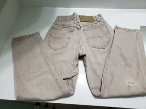 Vintage Lee Khaki Jeans Youth 9 Slim 100% Cotton Made in USA Slightly Distressed - Picture 1 of 12