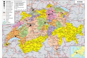 Verwaltung Schweiz Karte Bildung Druck Poster Schule Wanddeko A1 A2 - Bild 1 von 11