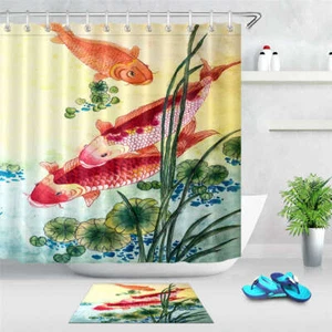 Carp Grass Waterproof Bathroom Polyester Shower Curtain Liner Water Resistant - Imagen 1 de 8