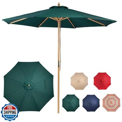 Paraguas de madera CASUNER 9 pies, paraguas de patio al aire libre, paraguas de mercado de madera, pa Foto 1 de 4