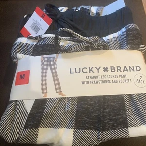 Lucky Brand Women's 2 Pack Straight Leg Lounge Pant with Drawstrings and Pock... - Picture 1 of 2