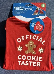 Puppy Dog SMALL Holiday Pet Red Christmas T-shirt OFFICIAL COOKIE TASTER New - Picture 1 of 3