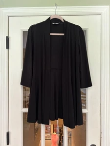 JOSEPH RIBKOFF Sweater Cardigan 16 Black 3/4 Sleeve Open Front Fitted - Picture 1 of 8