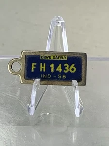 1956 Indiana Mini License Plate DAV Key Chain Tag Drive Safely Veteran Metal - Picture 1 of 4