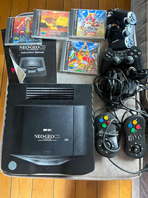 Retro SNK Neo Geo CD Black Console Bundle Controllers, Cables, Games NTSC-J RCA
