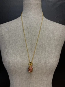 Joan Rivers Red Rhinestone Faberge Egg Pendant Necklace Gold Tone Signed #4772 - Picture 1 of 6