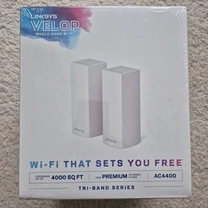 NEW Linksys Velop Tri-Band AC4400 Whole Home WiFi Mesh System - 2-Pack 4000 sq - Picture 1 of 5