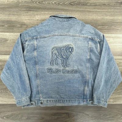Vintage Big Dogs Denim Jacket Adult Extra Large Embossed Biker Trucker USA 90s - Image 1 of 4