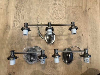 Juego de 3 apliques de cerámica de granero: 2 apliques de pared dobles 1 aplique de pared triple bronce nuevo Foto 1 de 4