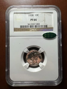 1938 Proof Mercury Dime PF66 NGC + CAC Silver 10c - Picture 1 of 4