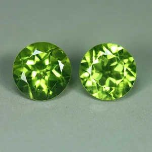 3.20 Cts_Matching Round Pair_100 % Natural Unheated Green Peridot_Pakistan - Foto 1 di 3
