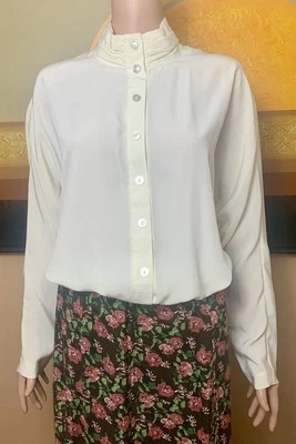 Blusa SG Sport Marfim SECRETÁRIO com Botões Camisa PLUS Tamanho 18 Feminina Antiga - Imagem 1 de 4