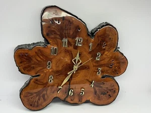 Vintage Cypress Wood Resin Wall Clock  15" x 14" - Picture 1 of 3