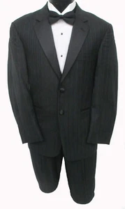 High Quality 100% Wool Black Calvin Klein Striped Tuxedo Jacket Wedding Prom  - Picture 1 of 3